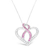Collar con colgante de oro blanco de 14K con diamantes de 1 qt. peso total y zafiro rosa (G-H, SI2-I1)