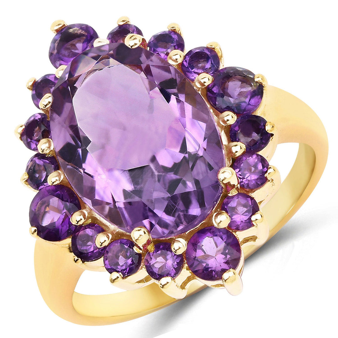 Anillo de plata esterlina .925 con amatista genuina de 6.22 quilates