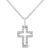 .925 Sterling Silver 1/10 cttw Pave-Set Round-Cut Diamond Open Cross 18