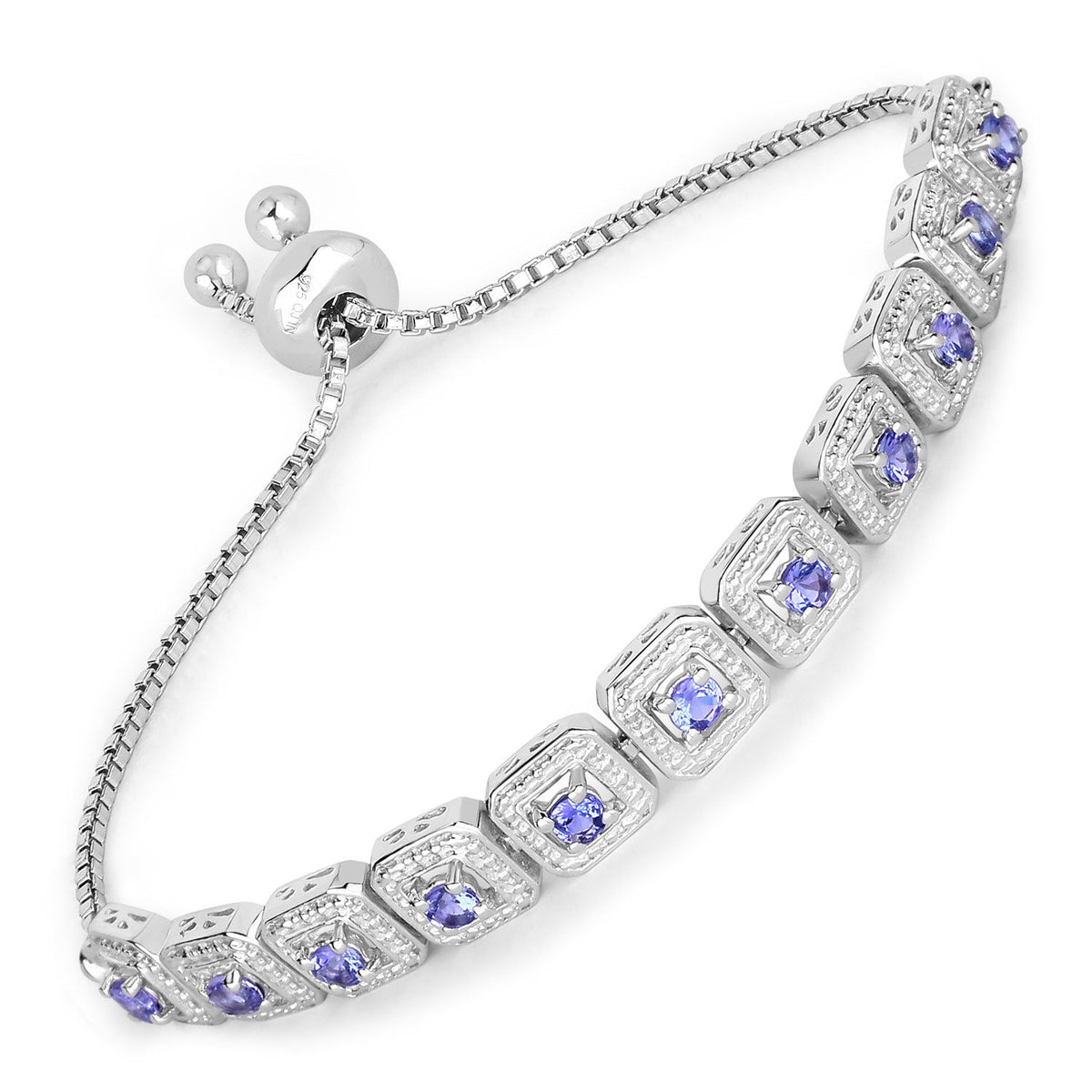 Pulsera de tanzanita genuina de 1,10 quilates en plata de ley 925