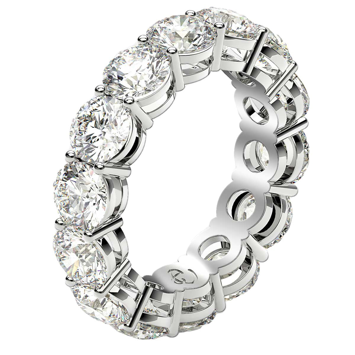 Anillo de eternidad de diamantes redondos cultivados en laboratorio de oro blanco de 14k (6 quilates peso total FG/VS2)