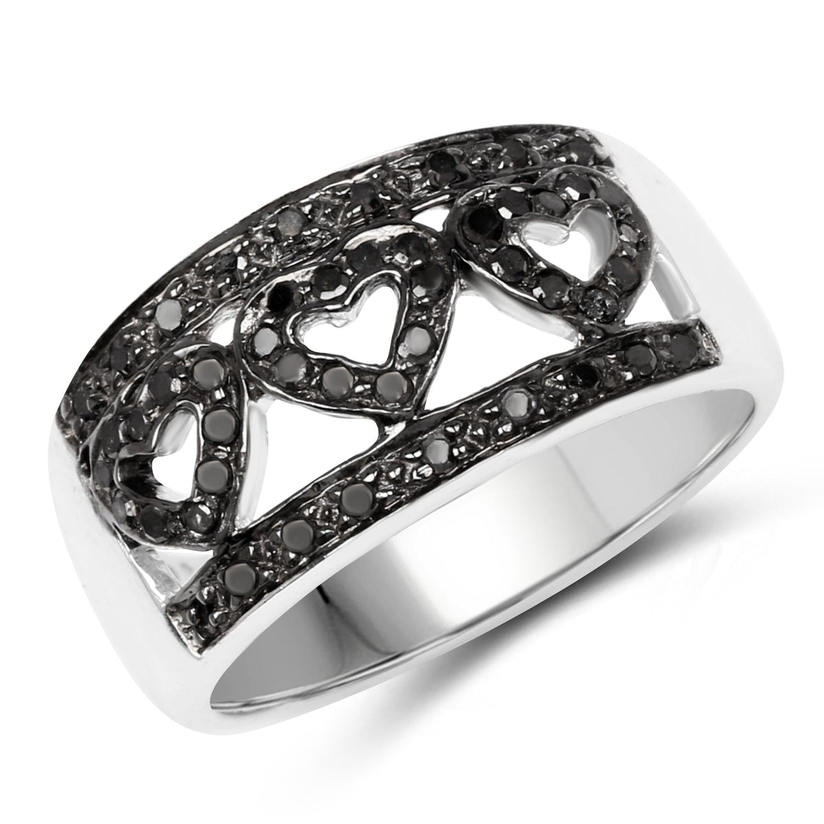 Anillo de plata de ley .925 con diamante negro auténtico de 0.32 quilates