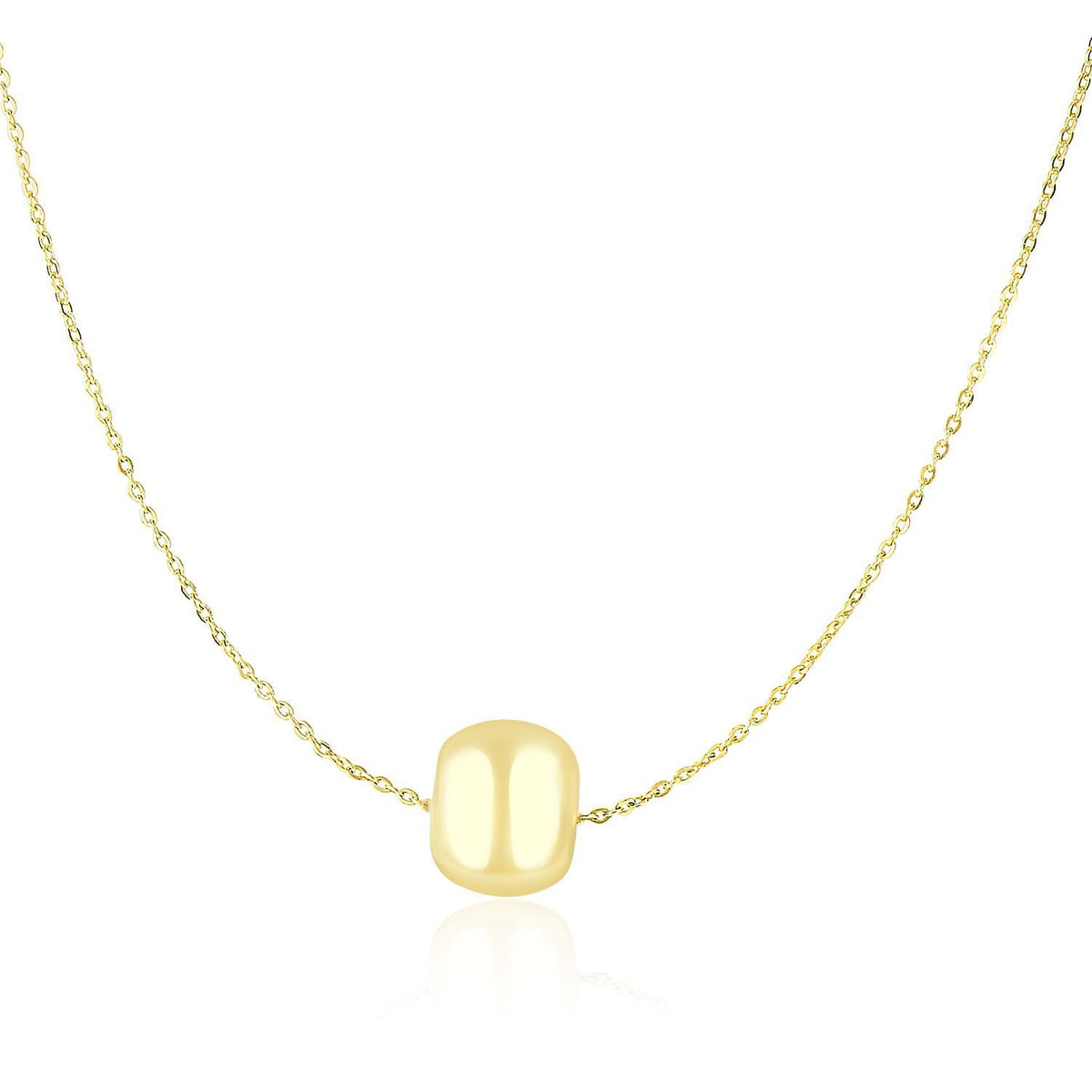 Collar de oro amarillo de 14k con dije de barril pulido