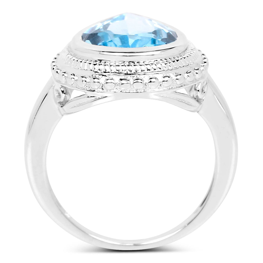 Anillo de 5.30 quilates de topacio azul genuino en plata de ley .925