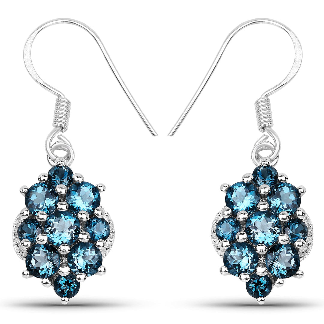 Pendientes de plata de ley .925 con topacio azul de Londres genuino de 4,32 quilates