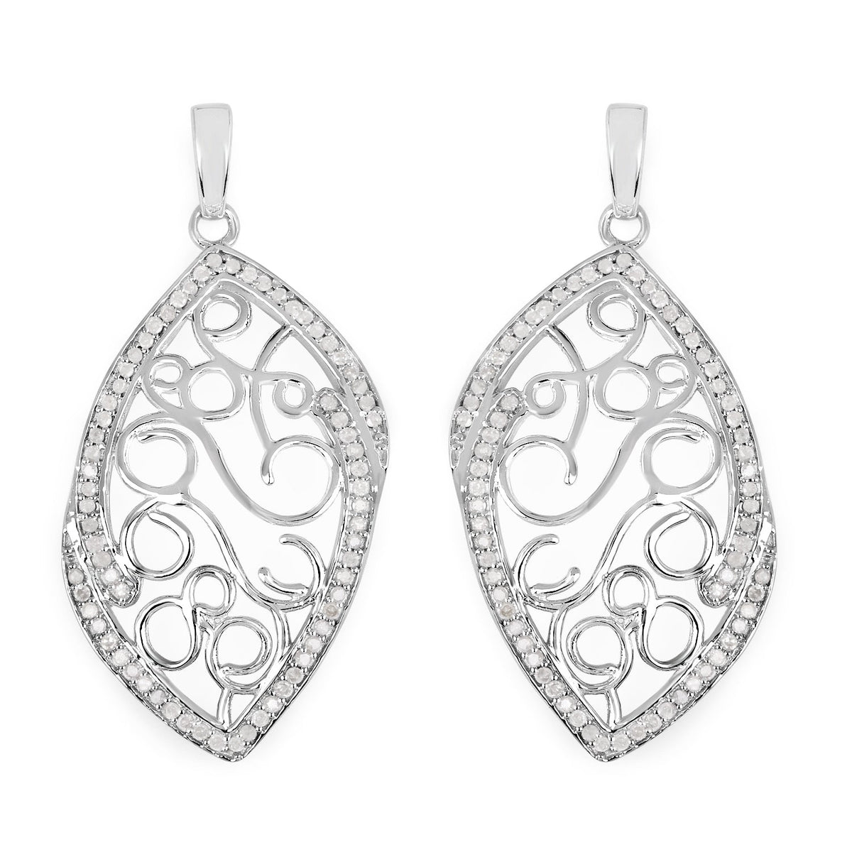 Pendientes de plata esterlina .925 con diamantes blancos auténticos de 0.73 quilates