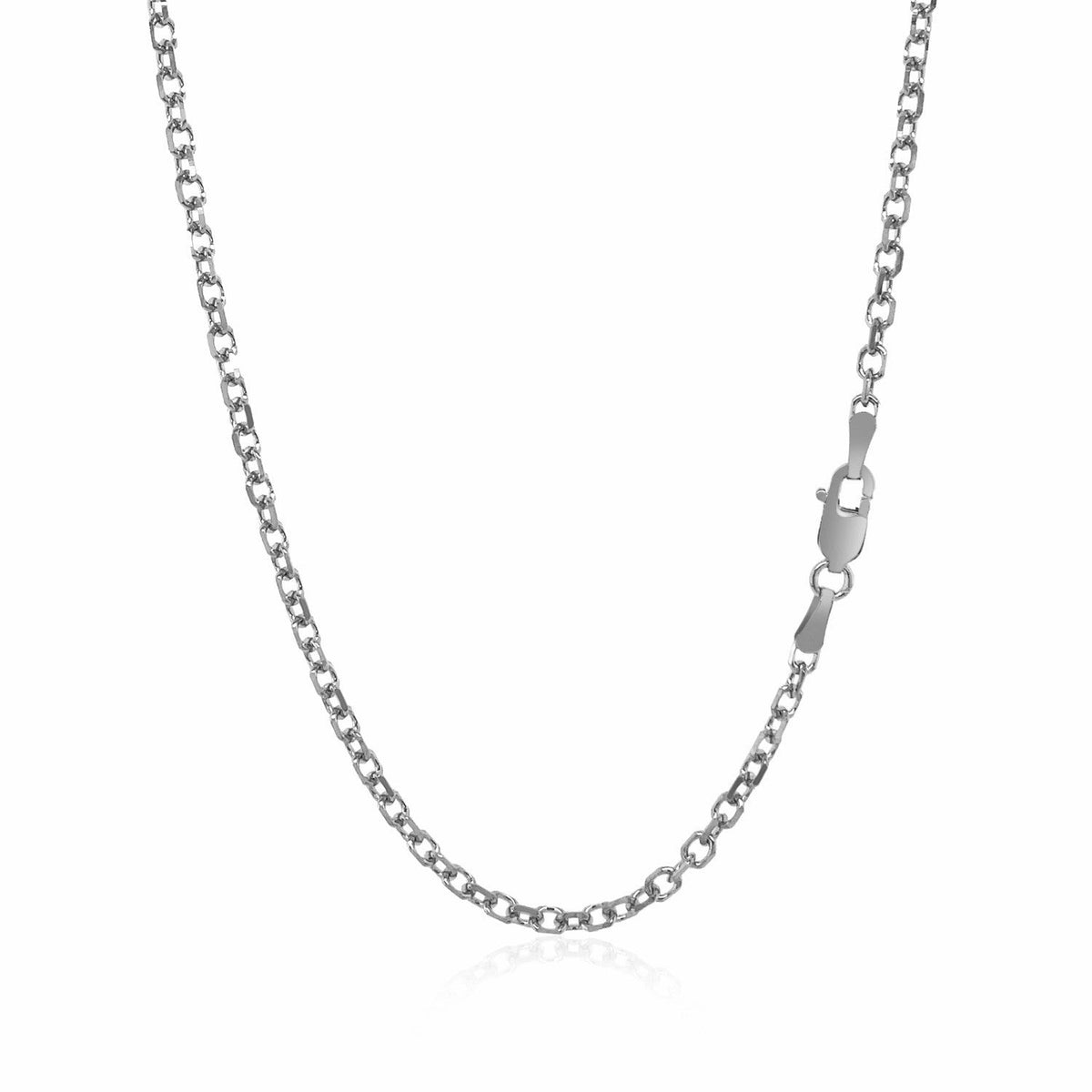 Cadena de eslabones tipo cable con corte diamante de 2.3mm en oro blanco de 14k