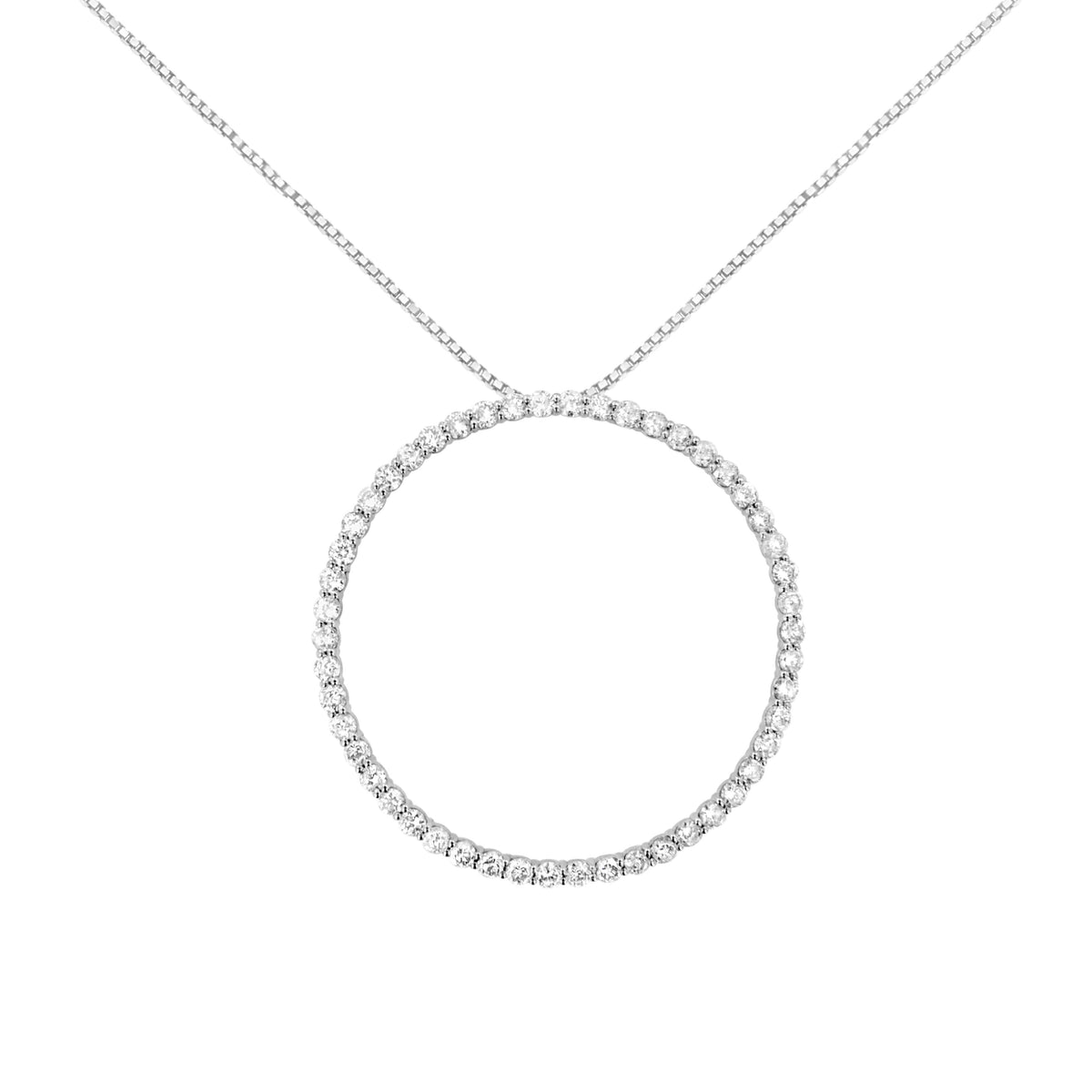 .925 Sterling Silver 4 cttw Prong Set, Round-Cut Diamond Open Circle Hoop 18" Pendant Necklace (J-K Color, I1-I2 Clarity)