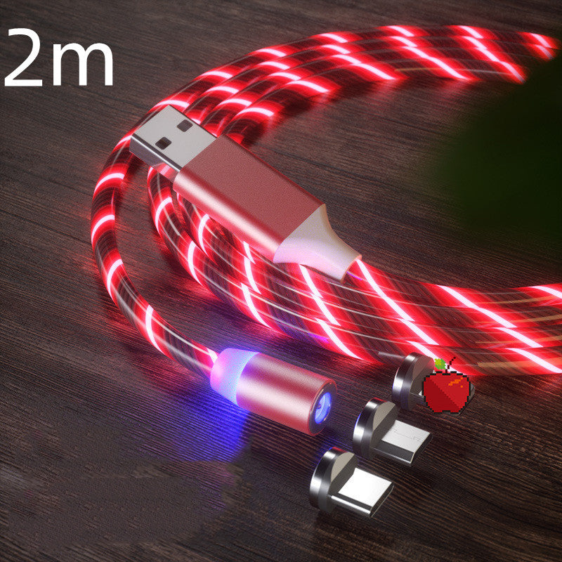 Streamer Magnetic LED Fast-Charge Cable – 3-in-1 USB-C • Micro-USB • Lightning with Colorful LED Glow (1 m / 2 m)