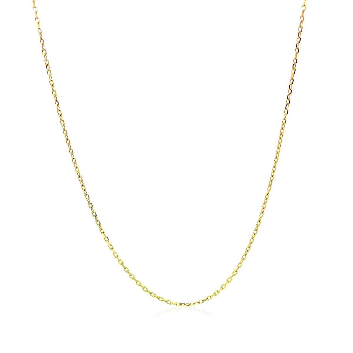 Cadena de eslabones tipo cable con corte de diamante de oro amarillo de 18k (0.80 mm)