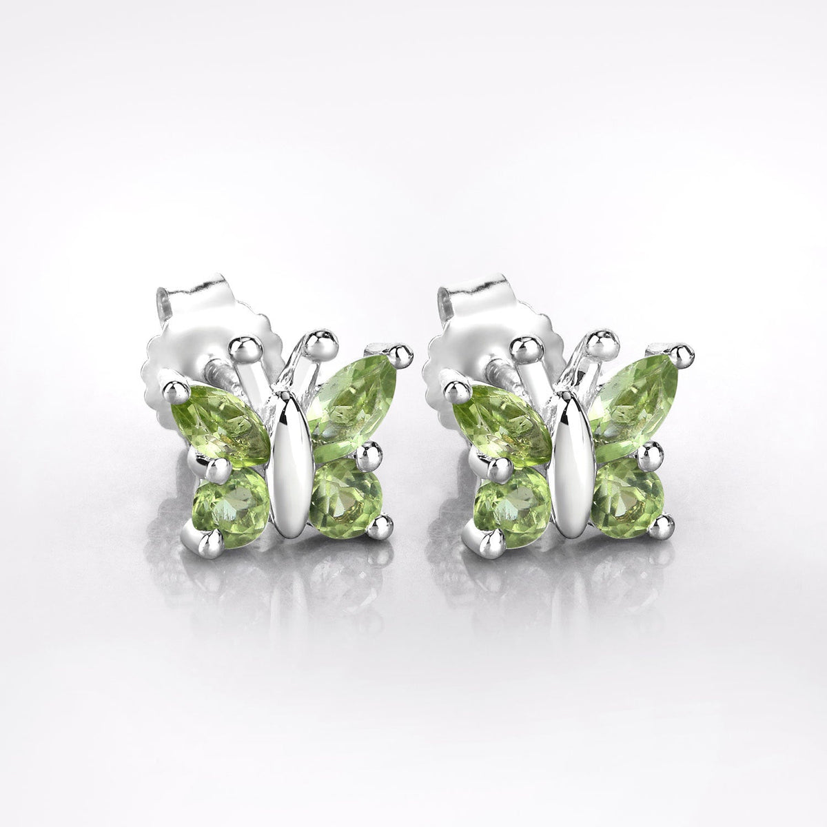 Pendientes de Plata de Ley 925 con Peridoto Genuino de 1.00 Quilate