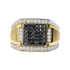 Anillo de hombre chapado en oro amarillo de 14K sobre plata de ley .925 con diamantes blancos y negros tratados de 1 1/2 quilates (color I-J, claridad I2-I3) - Talla 10