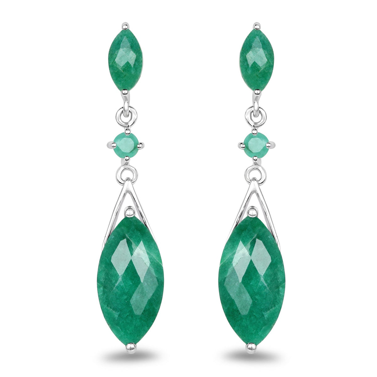 Pendientes de Plata de Ley .925 con Esmeralda Teñida de 8,52 Quilates y Esmeralda