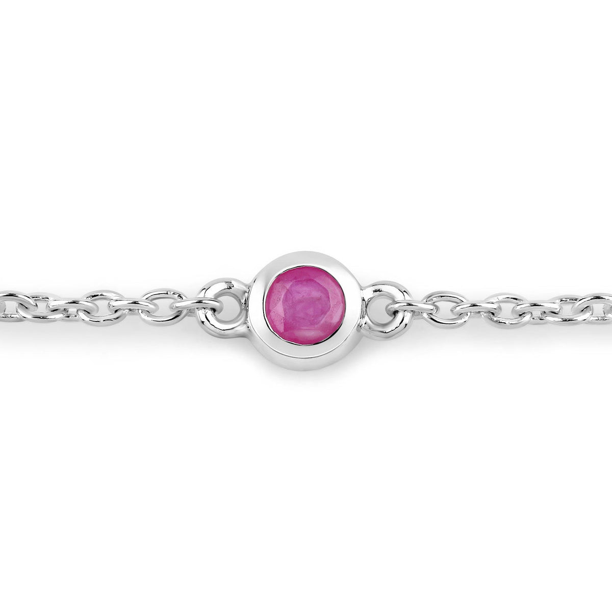 Pulsera de plata de ley .925 con rubí auténtico de 0.65 quilates