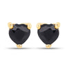 0.70 Carat Genuine Black Sapphire 14K Yellow Gold Earrings