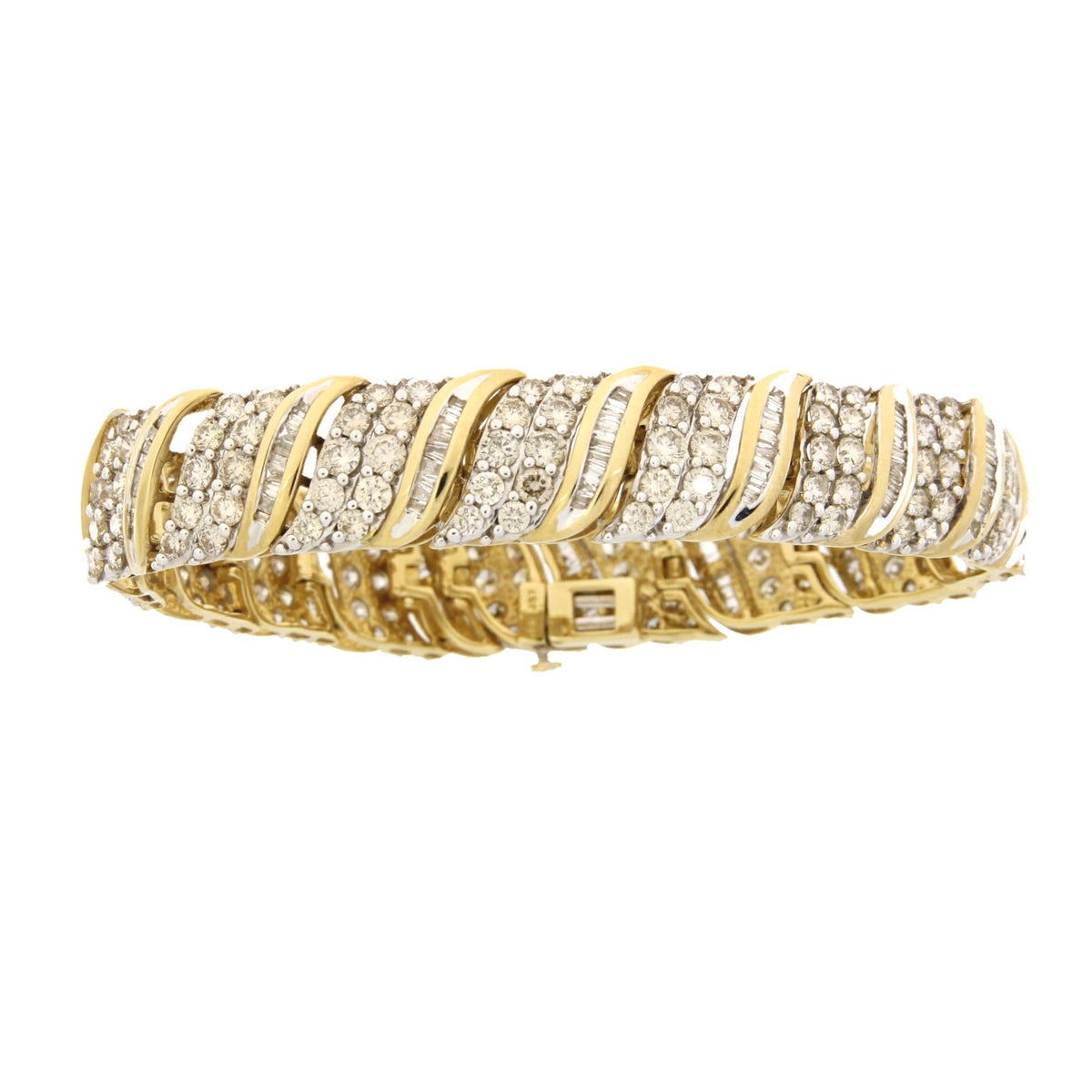 Pulsera de tenis de oro amarillo de 10 qt con diamantes de 10,00 ct