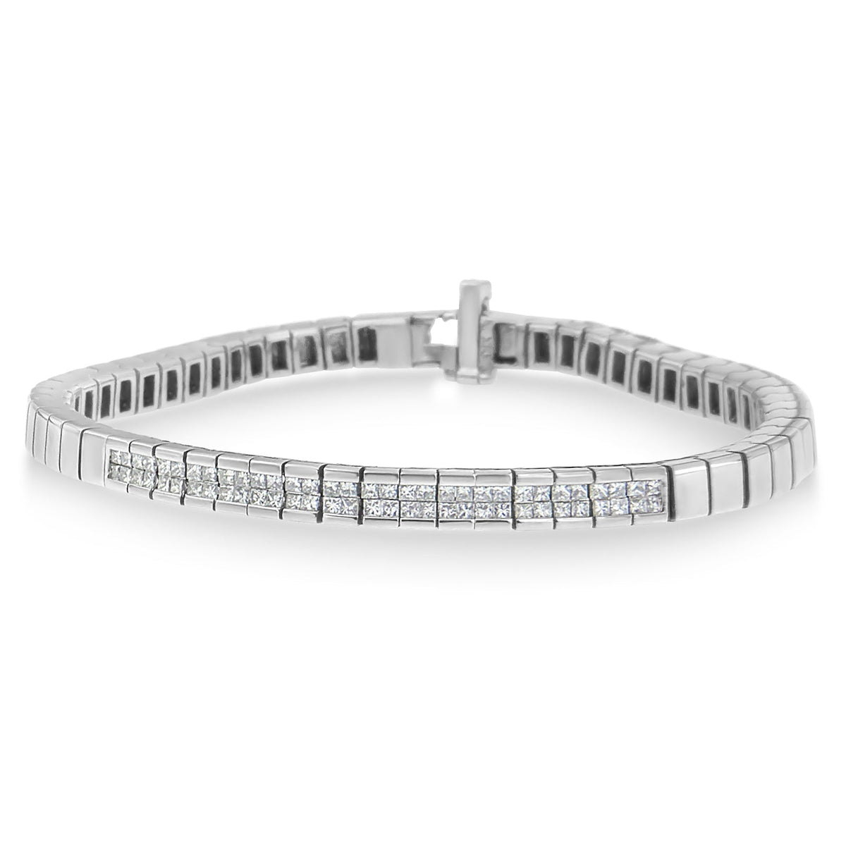 Pulsera de oro blanco de 14 quilates con diamantes talla princesa (1,00 quilates en total, color H-I, claridad SI1-SI2)