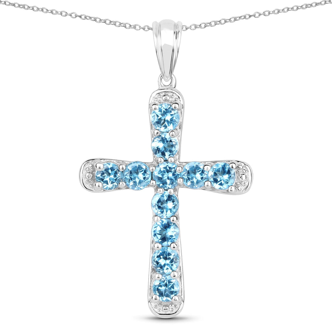 3.85 Carat Genuine Blue Topaz .925 Sterling Silver Pendant