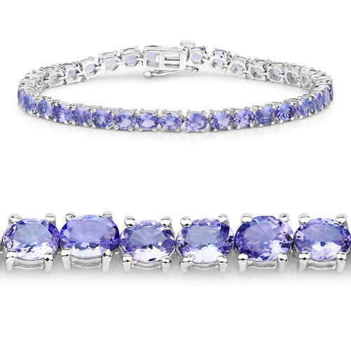 12.21 Carat Genuine Tanzanite .925 Sterling Silver Bracelet - изображение 2 из 9