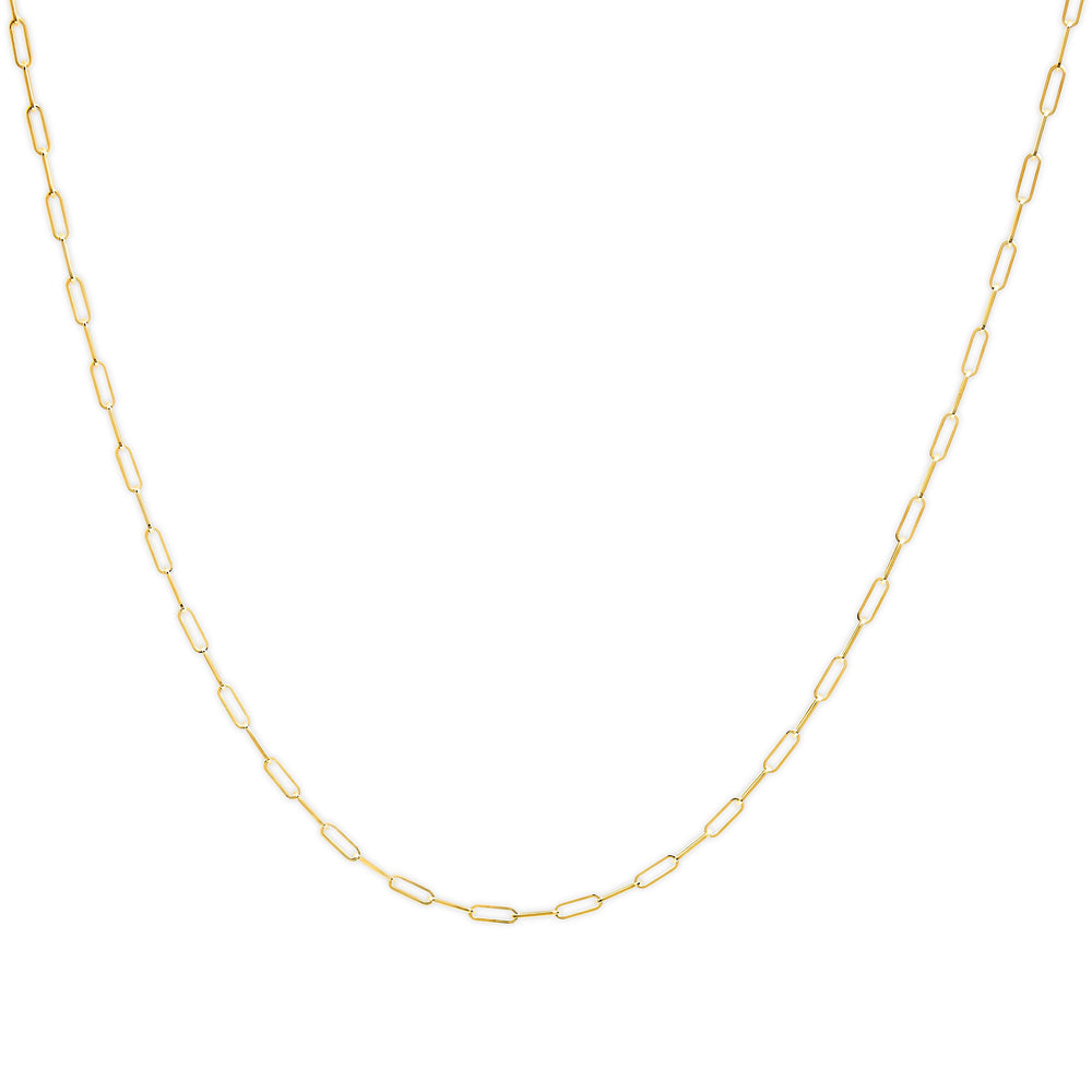 Solid 14K Yellow Gold 2.5mm Paperclip Chain Necklace Unisex 18" Inches