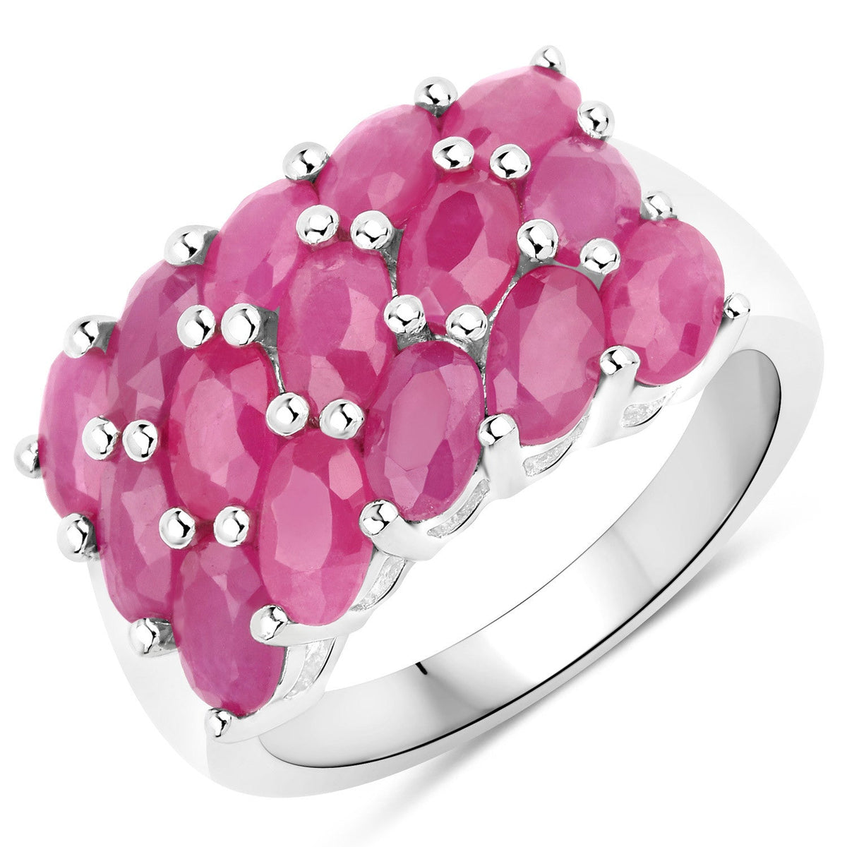 Anillo de plata de ley .925 con rubí auténtico de 4.05 quilates