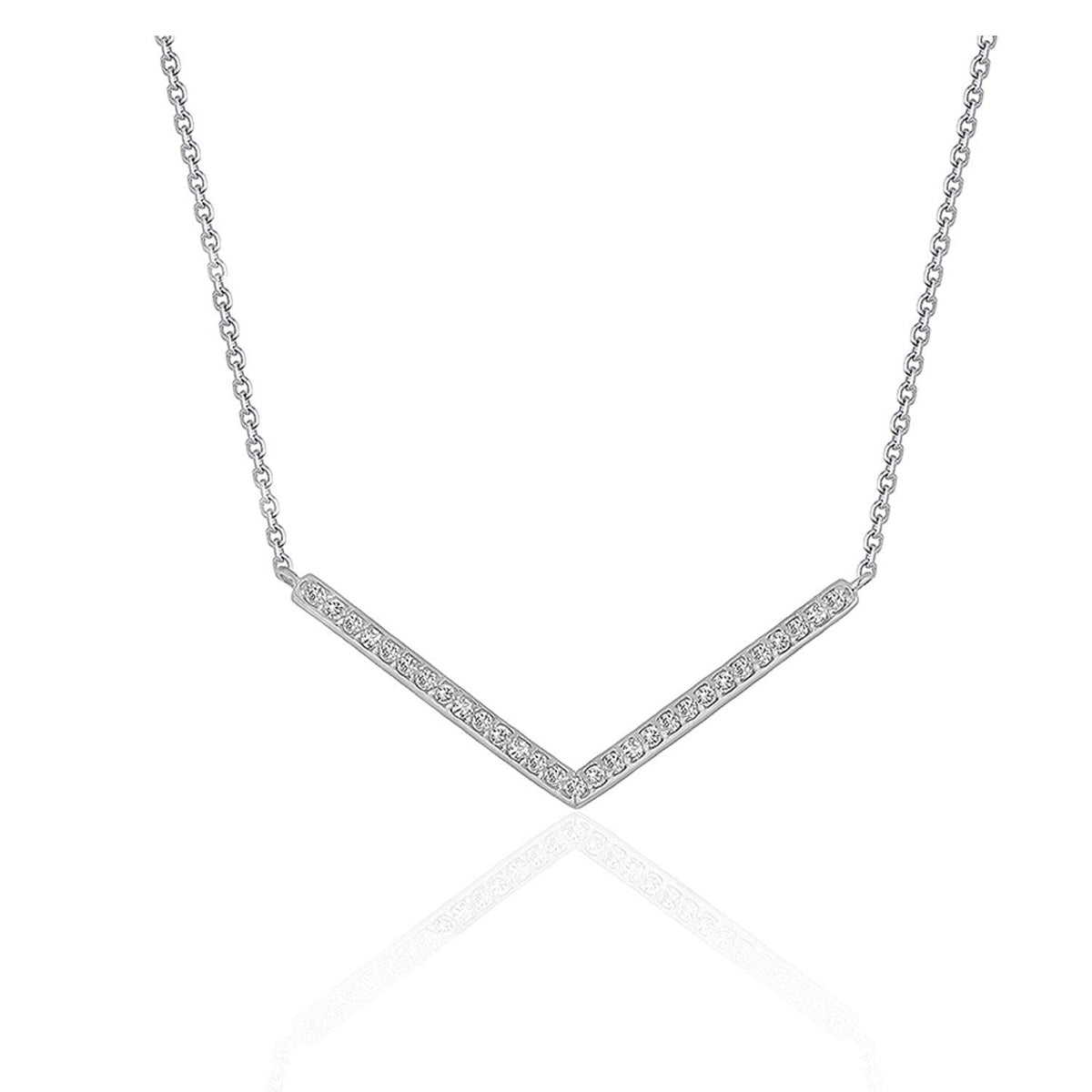 Colgante Chevron de Diamantes en Oro Blanco de 14k (1/3 cttw)