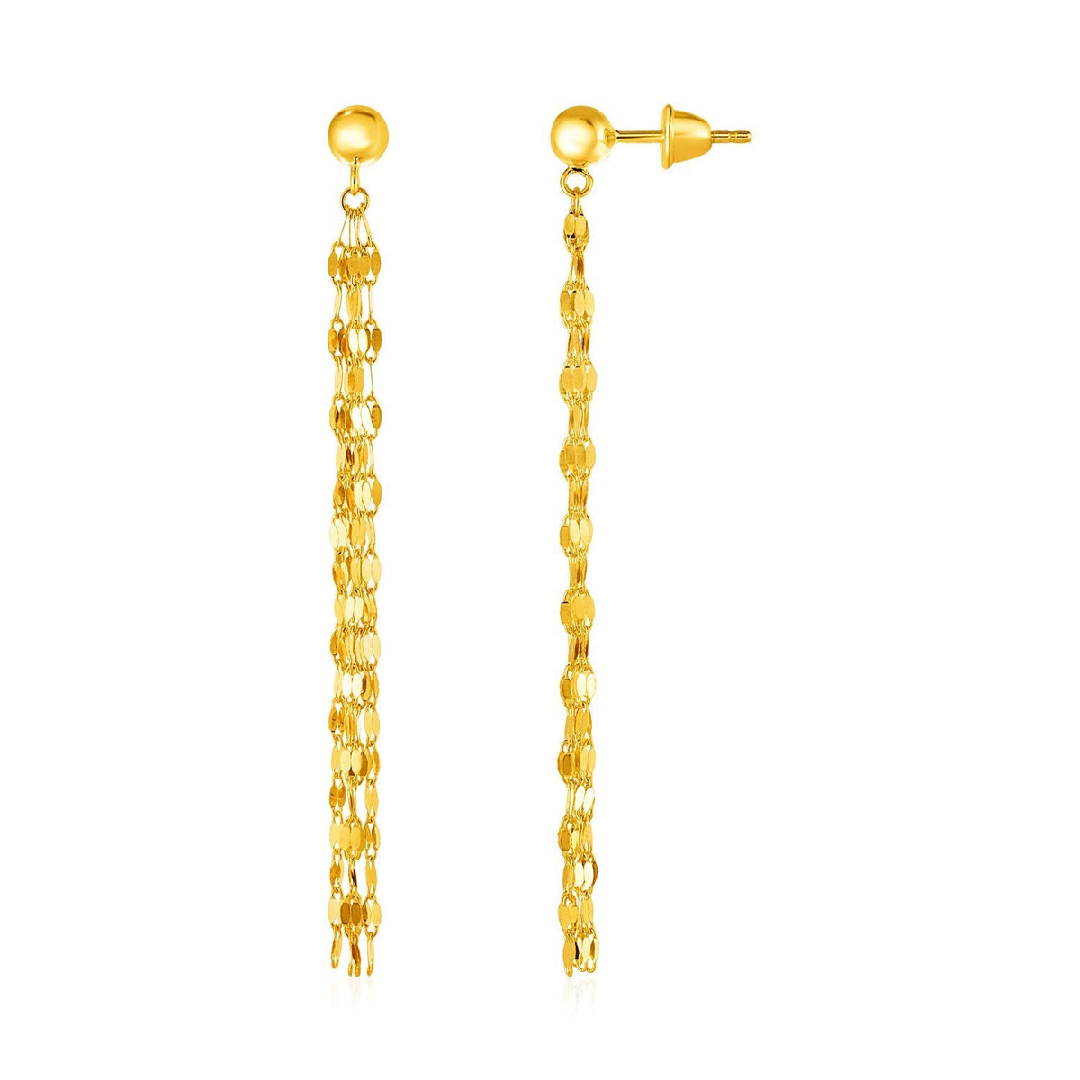 Pendientes colgantes pulidos de oro amarillo de 14k