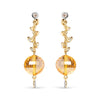18K Yellow Gold 2/3 Cttw Round Bezel Diamond and 25mm Ball Shaped Yellow Citrine Gemstone Dangle Stud Earring (Brown and G-H Color, SI1-SI2 Clarity)