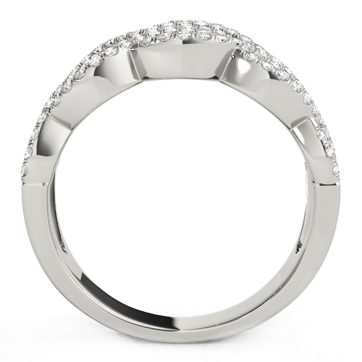 Anillo de ondas entrelazadas dobles con diamantes, en oro blanco de 14k (0,62 quilates en total)