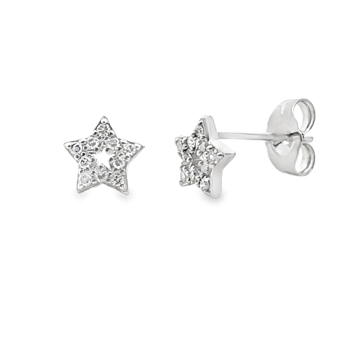 Pendientes de oro blanco de 14 quilates con diamantes naturales de 0,05 ct