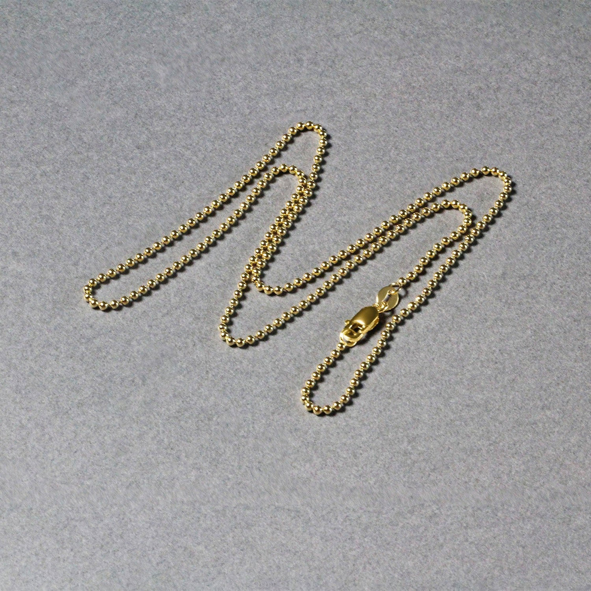 Cadena de cuentas de oro amarillo de 14k y 1,5mm