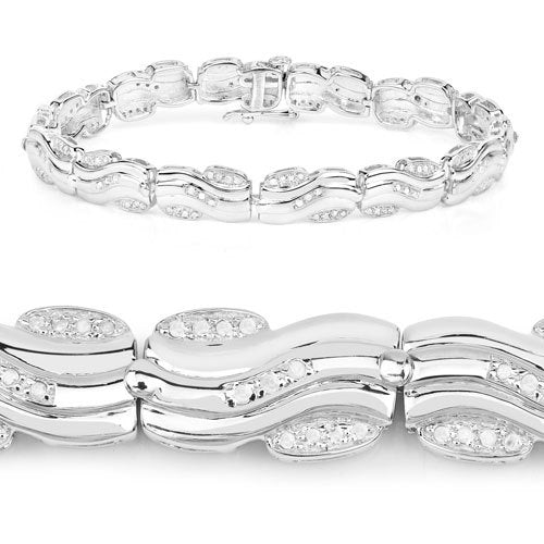 Pulsera de Plata de ley .925 con Diamantes Blancos Genuinos de 0,84 Quilates