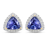 3.82 Carat Genuine Tanzanite and White Diamond 14K Yellow Gold Earrings