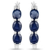 2.05 Carat Genuine Blue Sapphire and White Diamond .925 Sterling Silver Earrings