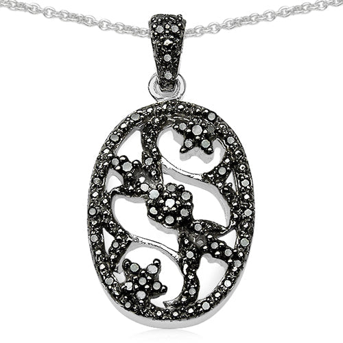 Colgante de plata de ley .925 con diamante negro auténtico de 0,28 quilates