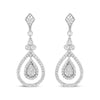 18K White Gold 1 1/4 Cttw Round Diamond Openwork Teardrop-Shaped Dangle Earrings (F-G Color, VS1-VS2 Clarity)