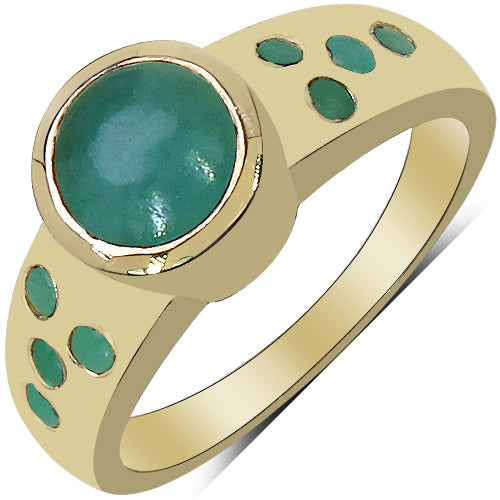 Anillo de plata de ley 925 chapado en oro amarillo de 14 quilates con esmeralda genuina de 1,55 quilates y diamantes blancos