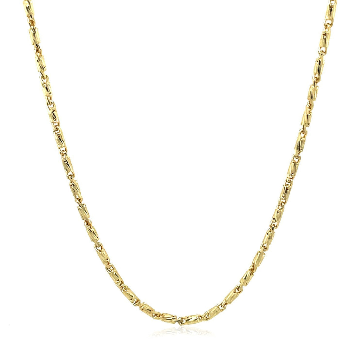 Cadena con colgante de eslabones calados corte diamante en oro amarillo de 14k (1,5 mm)