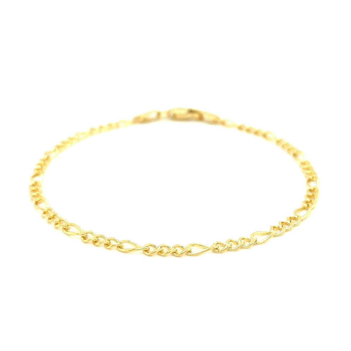 Pulsera Figaro de oro amarillo de 10k y 2.6mm