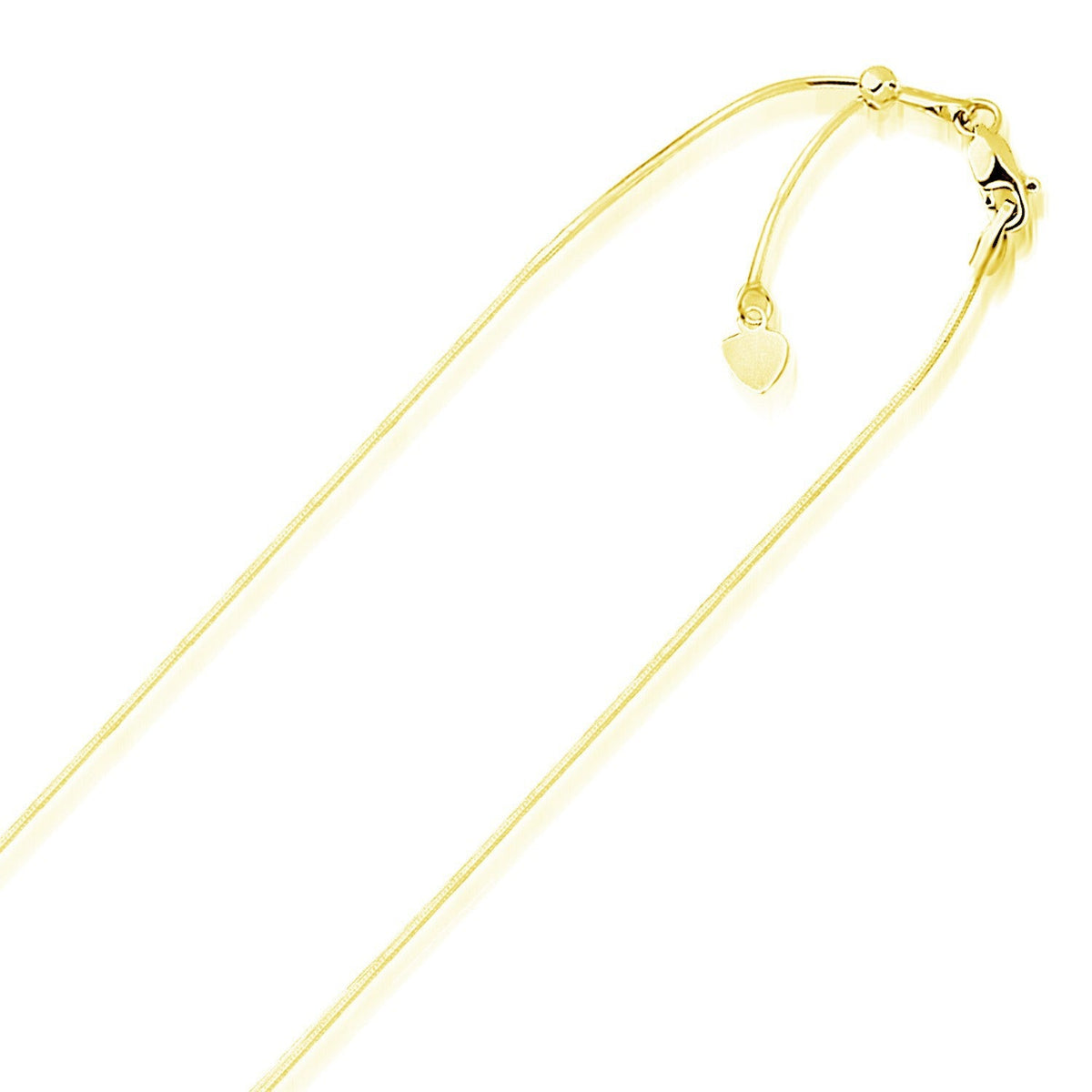Cadena de serpiente ajustable de oro amarillo de 14k de 0,85 mm