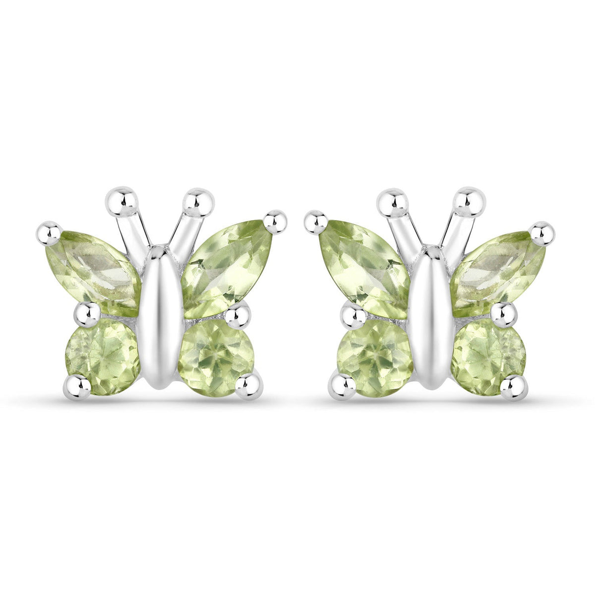 Pendientes de Plata de Ley 925 con Peridoto Genuino de 1.00 Quilate