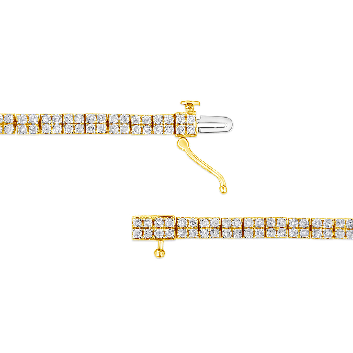 Pulsera de eslabones de oro amarillo de 14 quilates con baño de plata esterlina .925 y diamantes de 3.0 quilates (color K-L, claridad I2-I3) - 7.25"