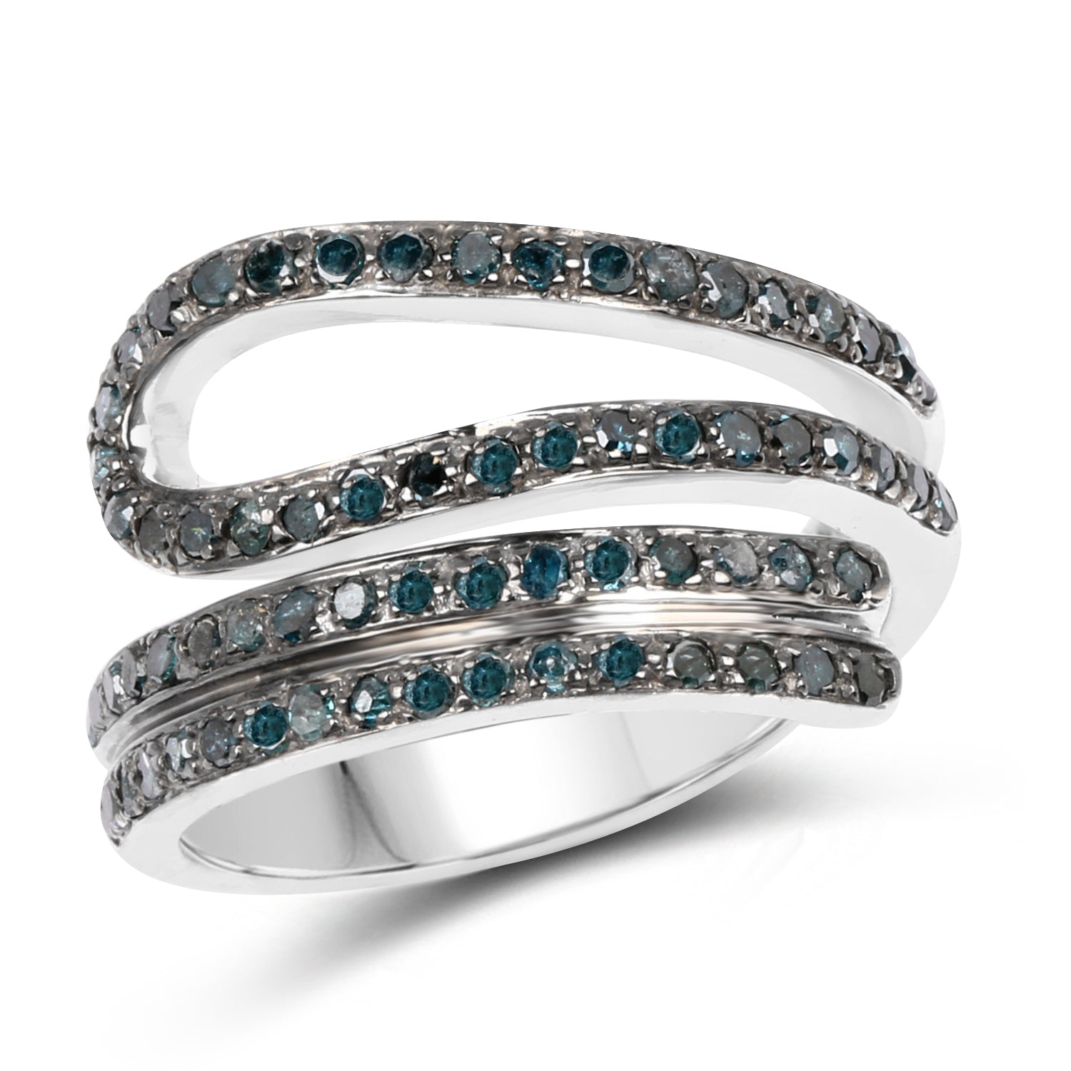 Anillo de plata de ley .925 con diamante azul genuino de 0,83 quilates