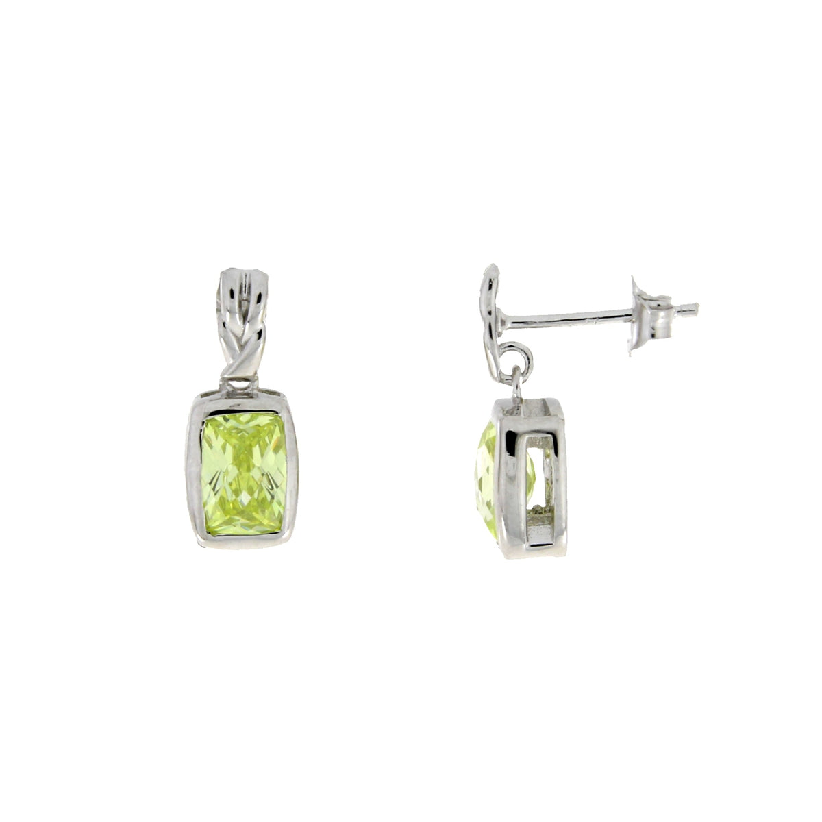 Pendientes colgantes de circonita cúbica natural de plata de ley