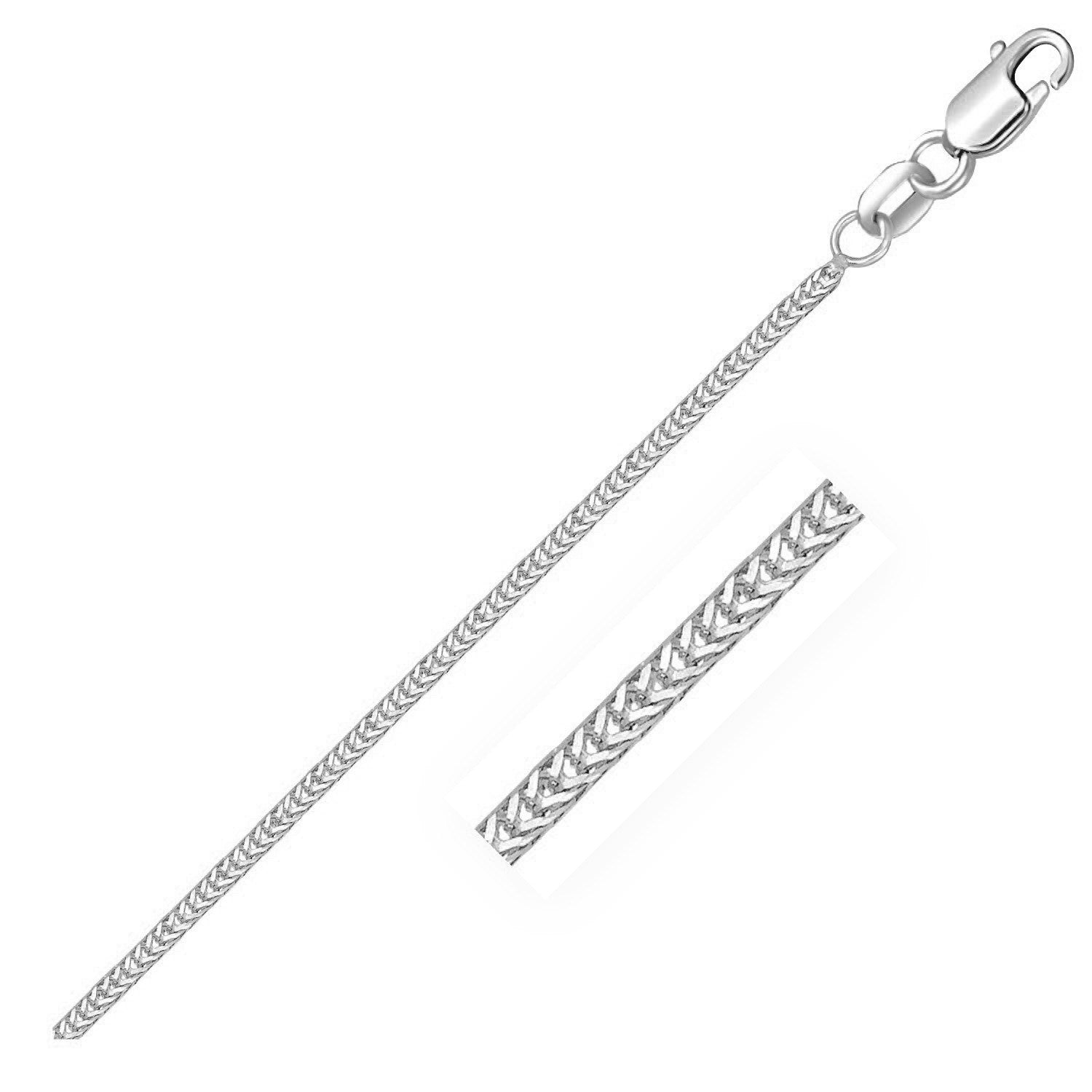 Cadena de cola de zorro de oro blanco de 14k y 1.0mm