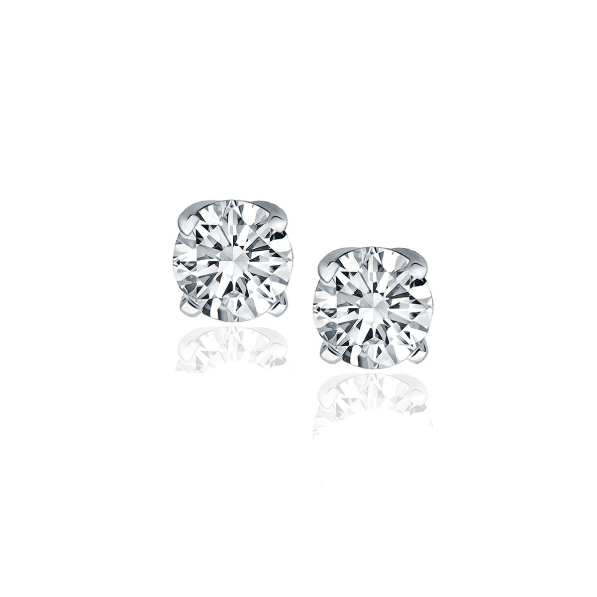 Pendientes de oro blanco de 14 quilates con diamantes de cuatro puntas (1 qt total)