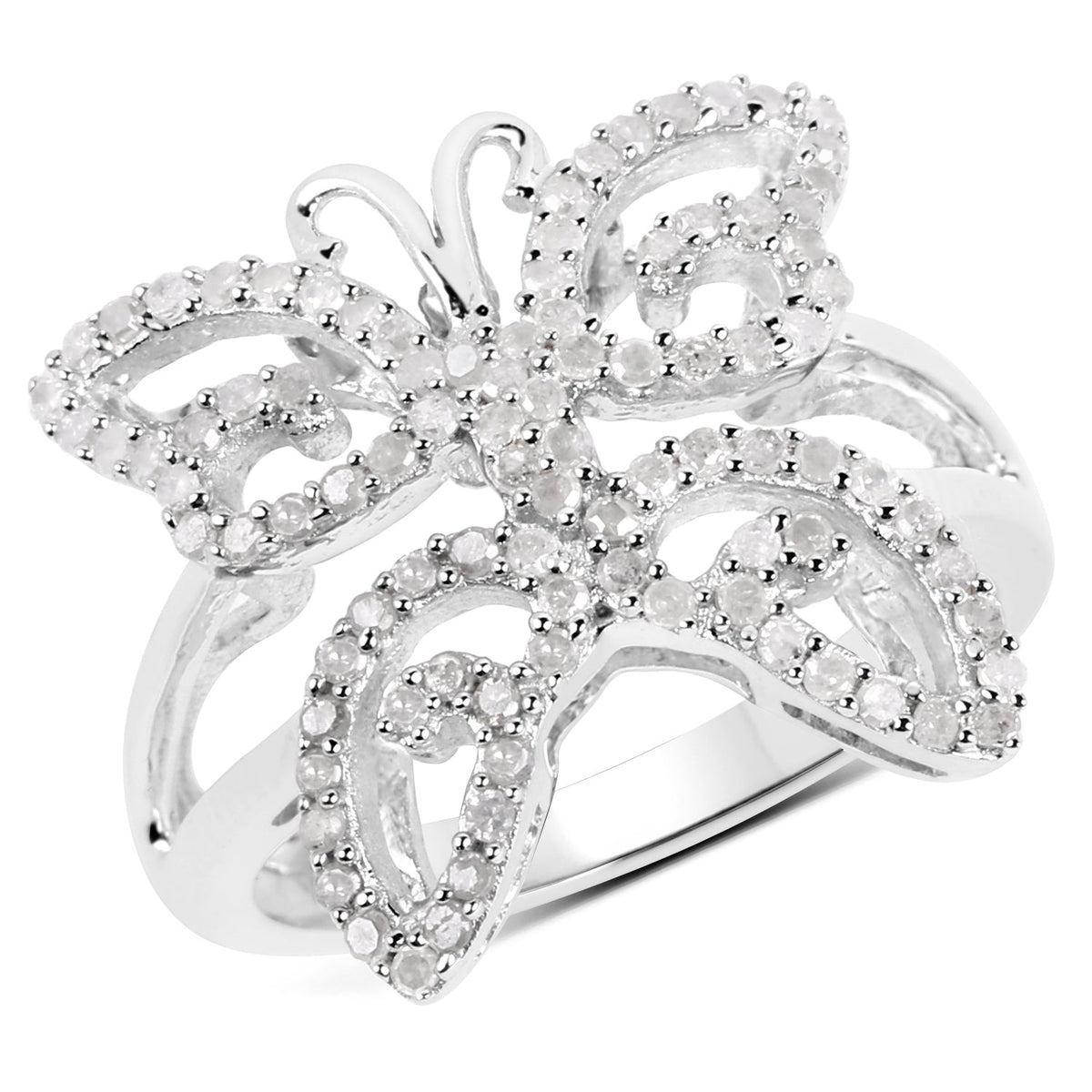 Anillo de plata de ley .925 con diamante blanco genuino de 0,58 quilates