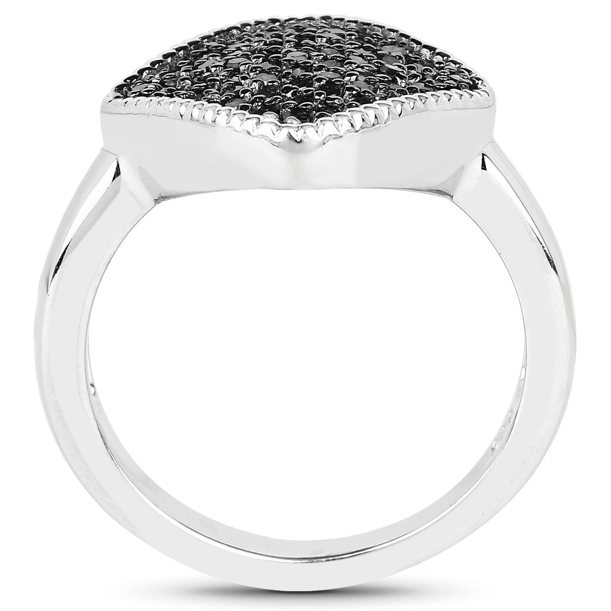 Anillo de Plata Fina de .925 con Diamante Negro Genuino de 0.24 Quilates