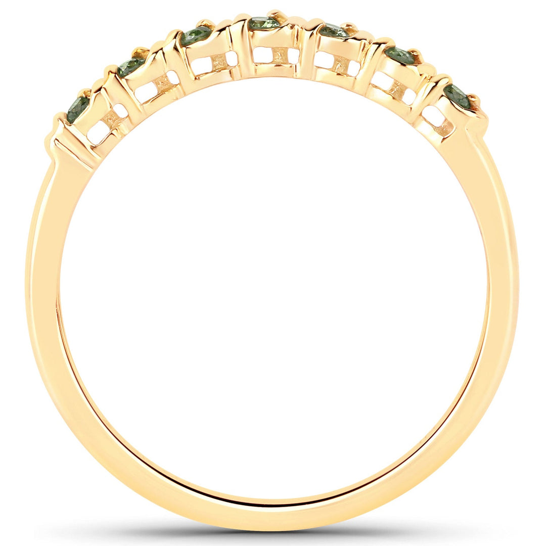 0.16 Carat Genuine Green Diamond 14K Yellow Gold Ring (I1-I2)