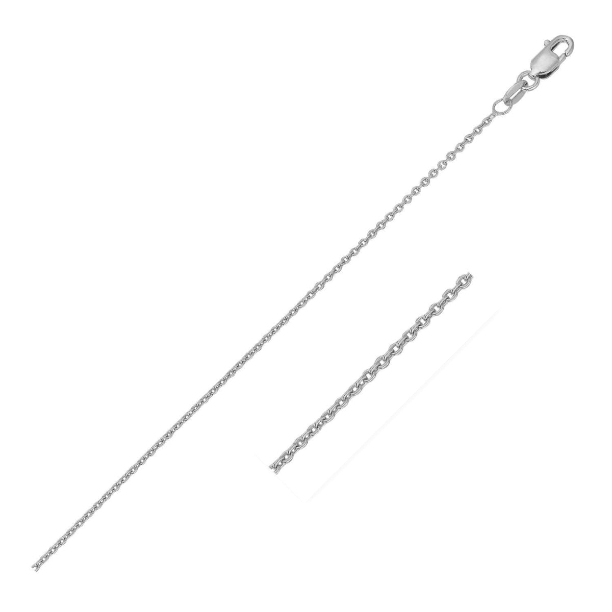 Cadena de eslabones redondos tipo cable de oro blanco de 14k y 1.1mm